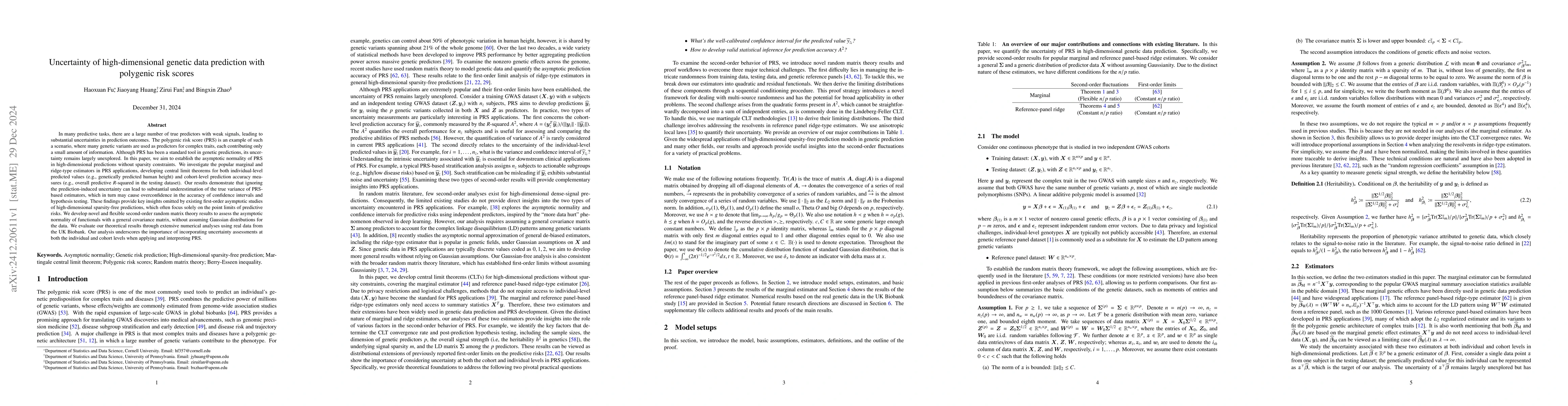 Thumbnail for Uncertainty of high-dimensional genetic data prediction with polygenic
  risk scores