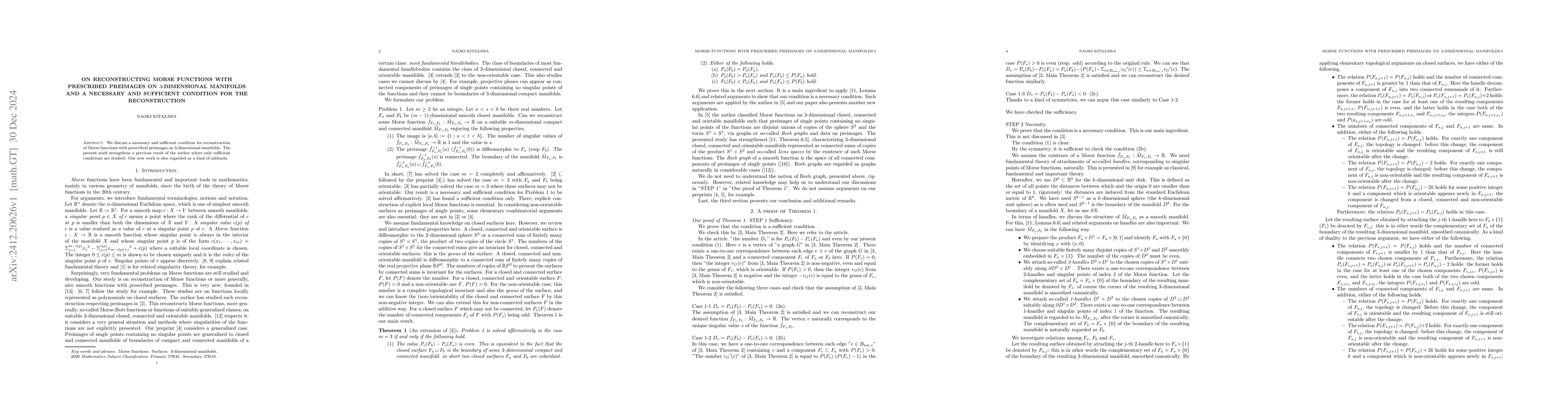 Thumbnail for On reconstructing Morse functions with prescribed preimages on
  $3$-dimensional manifolds
