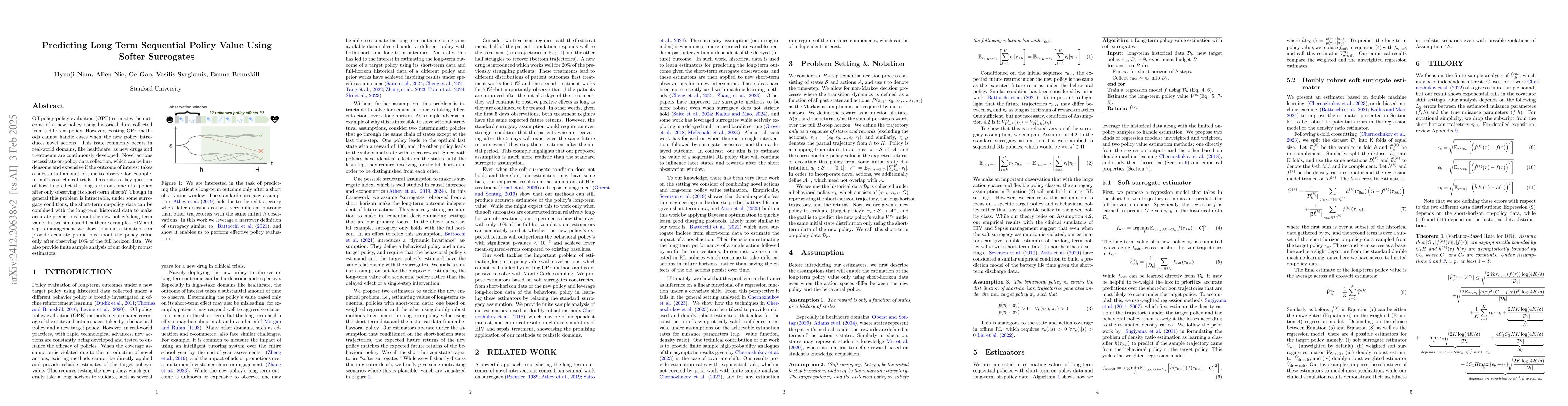 Thumbnail for Predicting Long Term Sequential Policy Value Using Softer Surrogates