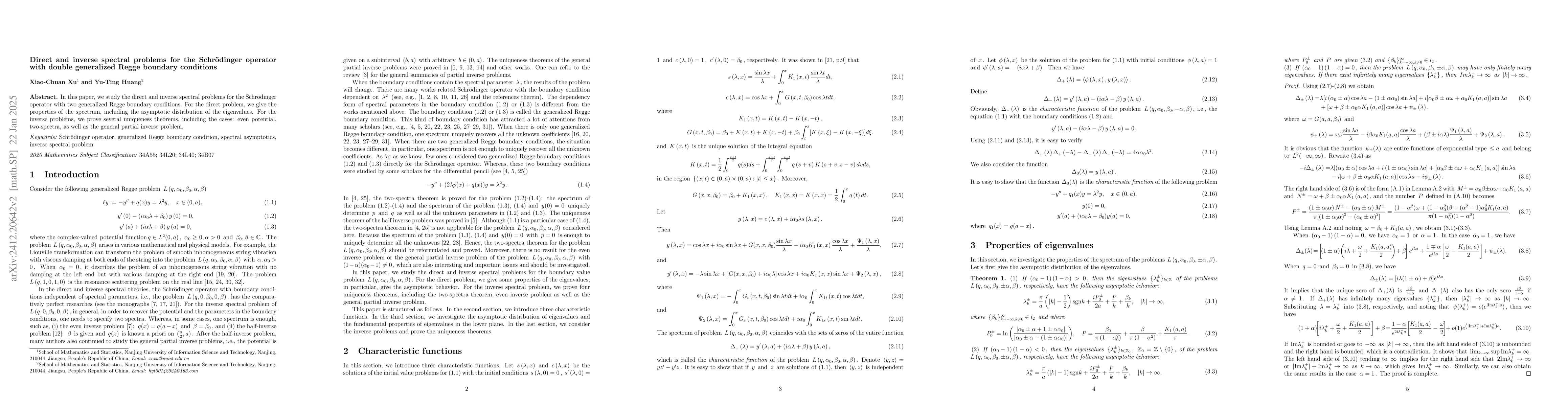 Thumbnail for Direct and inverse spectral problems for the Schrodinger operator with
  double generalized Regge boundary conditions