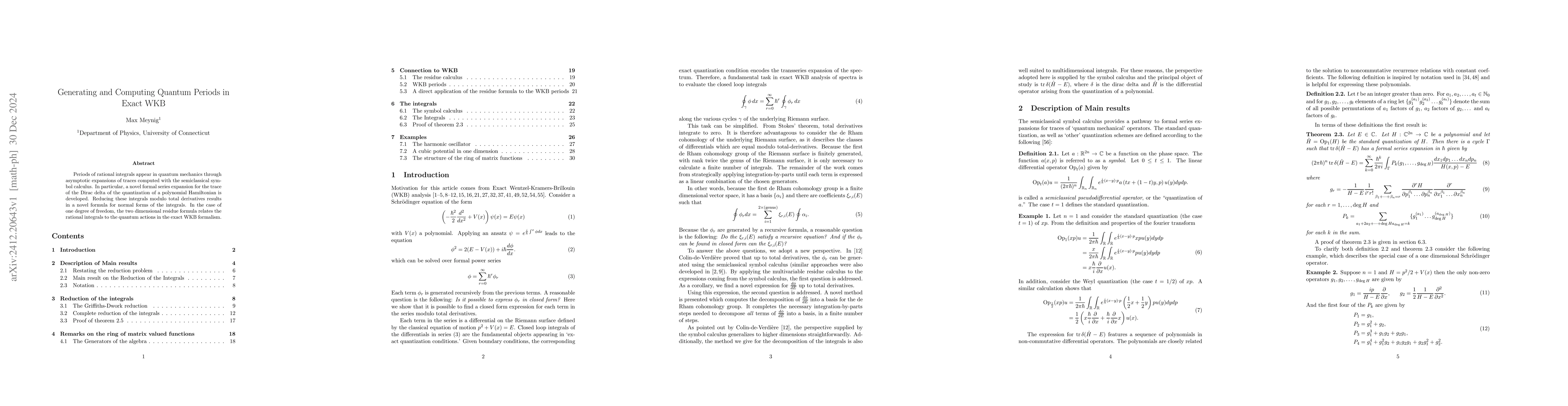Thumbnail for Generating and Computing Quantum Periods in Exact WKB