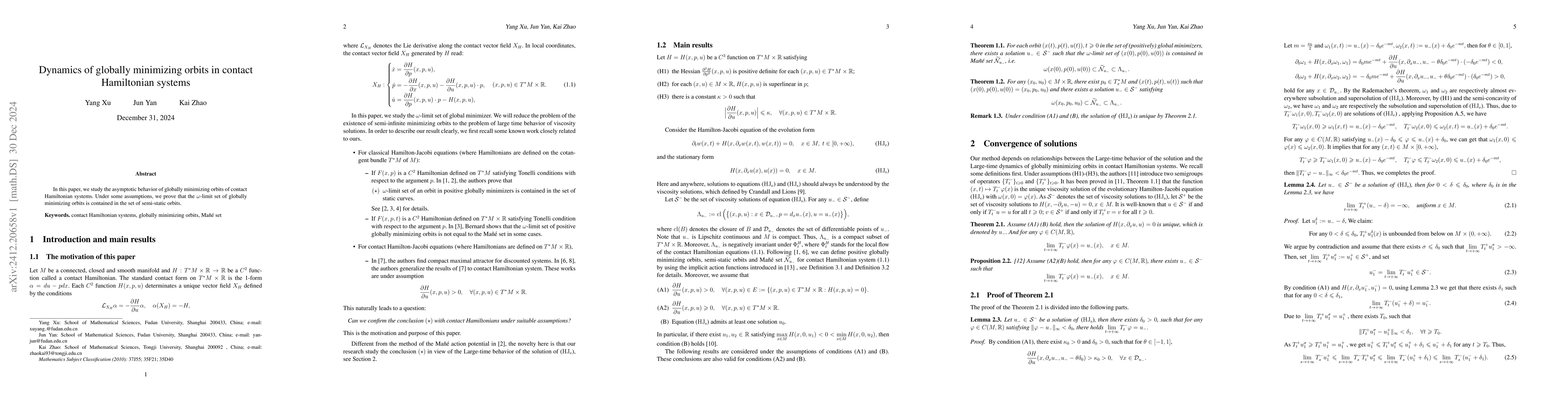 Thumbnail for Dynamics of globally minimizing orbits in contact Hamiltonian systems