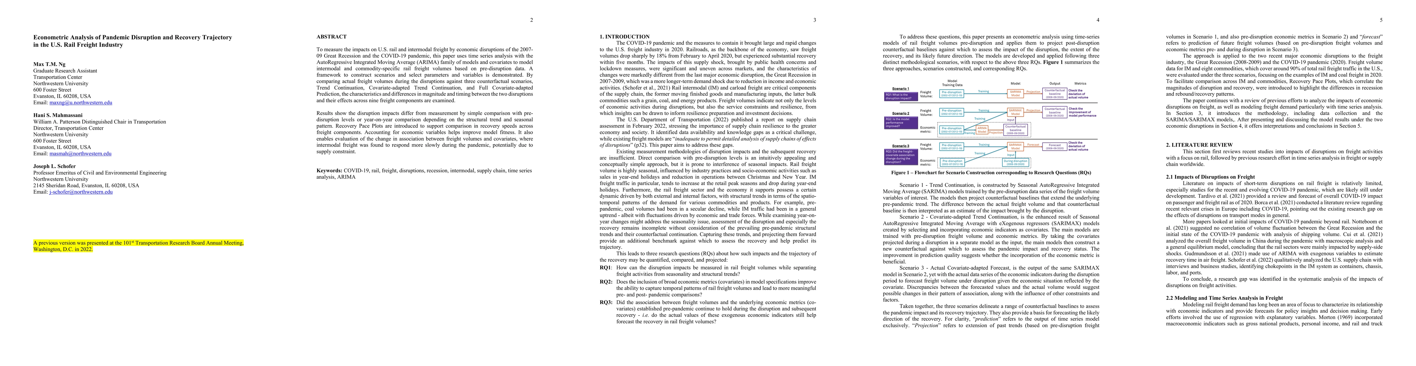 Thumbnail for Econometric Analysis of Pandemic Disruption and Recovery Trajectory in
  the U.S. Rail Freight Industry