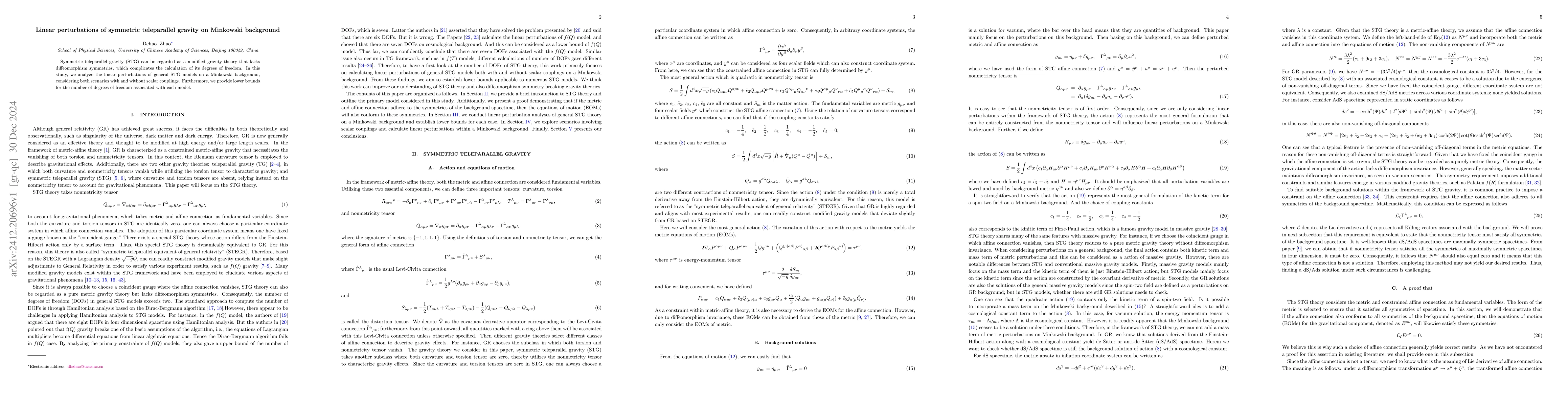 Thumbnail for Linear perturbations of symmetric teleparallel gravity on Minkowski
  background