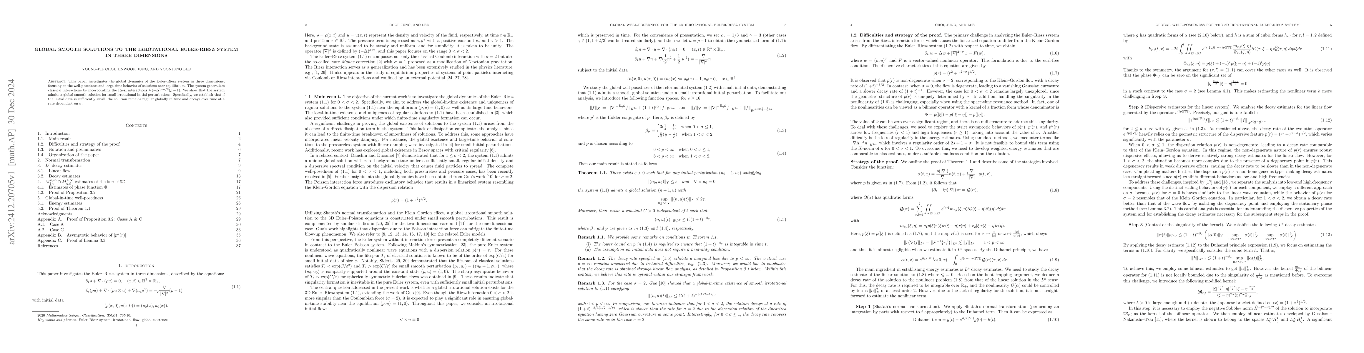Thumbnail for Global smooth solutions to the irrotational Euler-Riesz system in three
  dimensions
