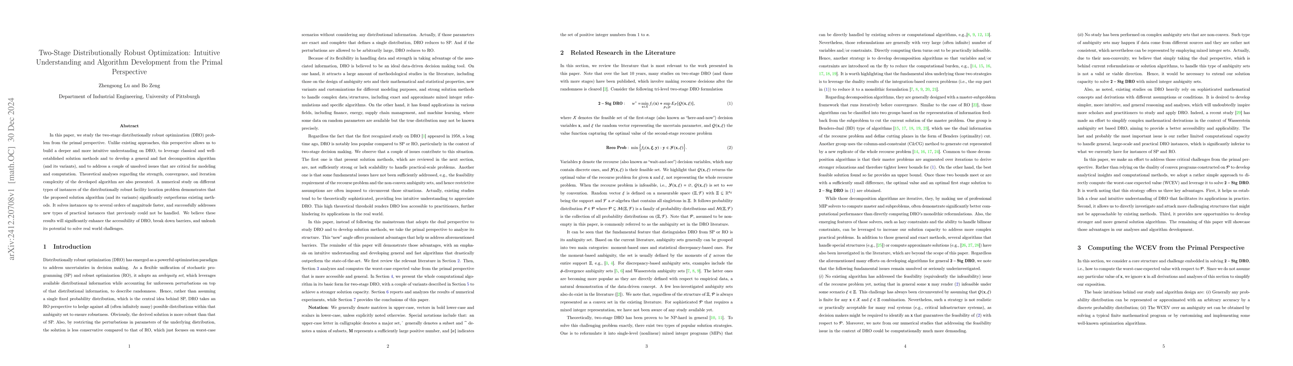 Thumbnail for Two-Stage Distributionally Robust Optimization: Intuitive Understanding
  and Algorithm Development from the Primal Perspective