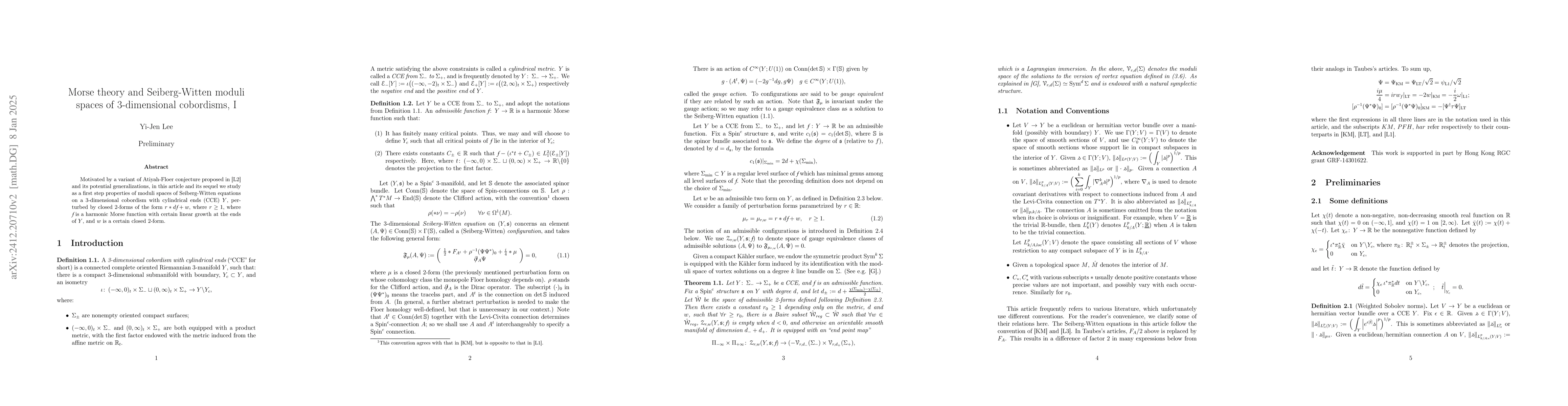 Thumbnail for Morse theory and Seiberg-Witten moduli spaces of 3-dimensional
  cobordisms