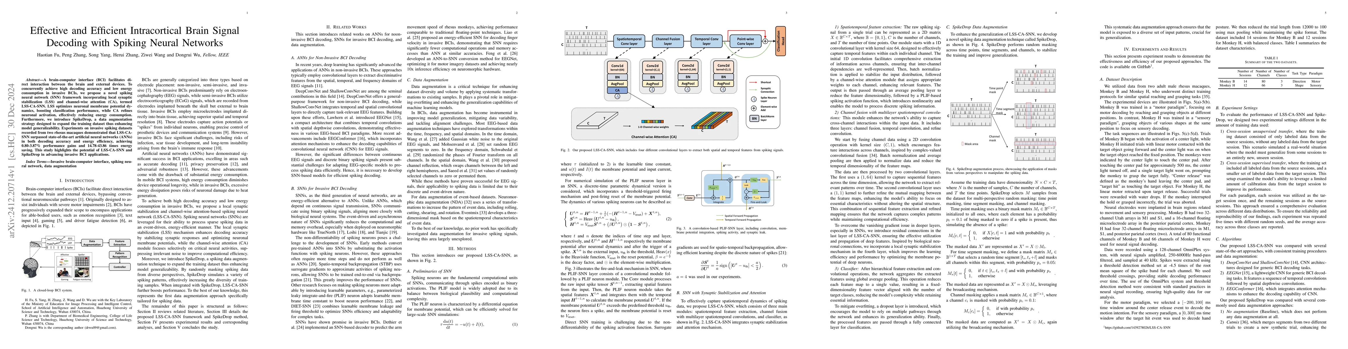 Thumbnail for Effective and Efficient Intracortical Brain Signal Decoding with Spiking
  Neural Networks