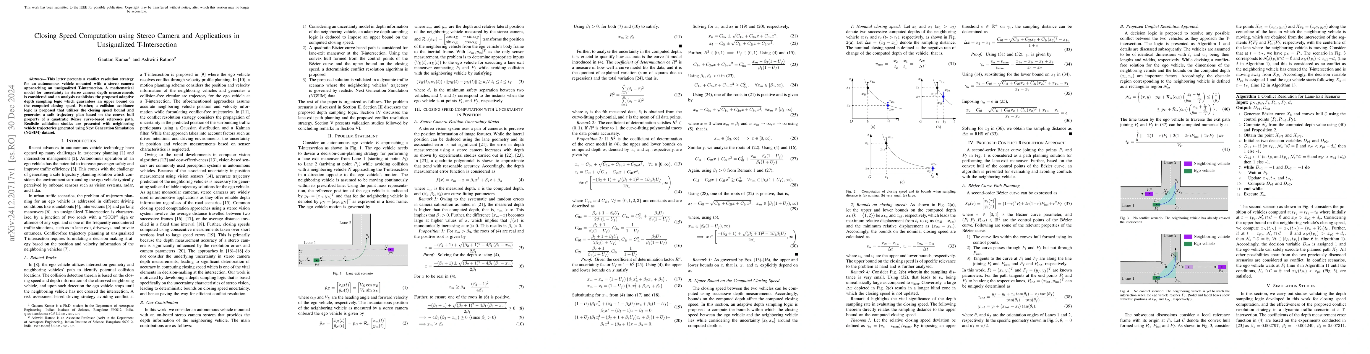 Thumbnail for Closing Speed Computation using Stereo Camera and Applications in
  Unsignalized T-Intersection