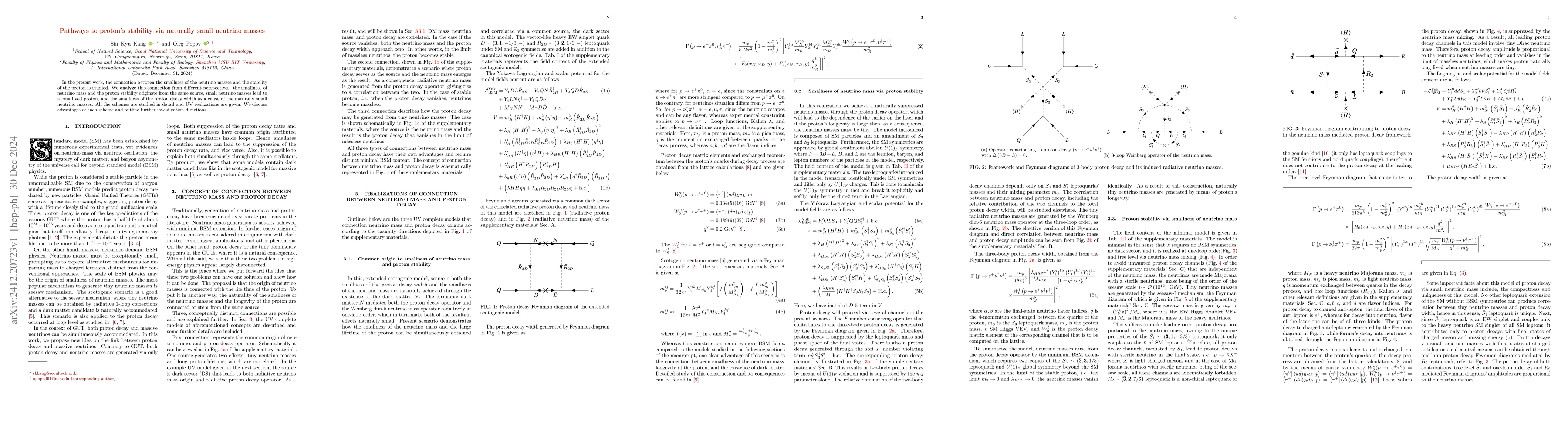 Thumbnail for Pathways to proton's stability via naturally small neutrino masses