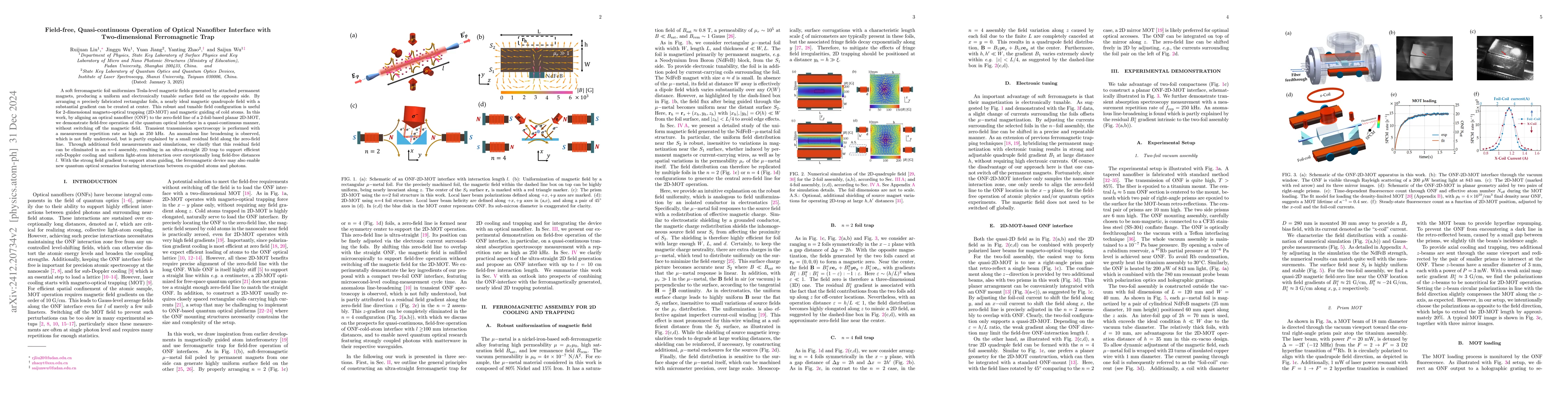 Thumbnail for Field-free, Quasi-continuous Operation of Optical Nanofiber Interface
  with Two-dimensional Ferromagnetic Trap