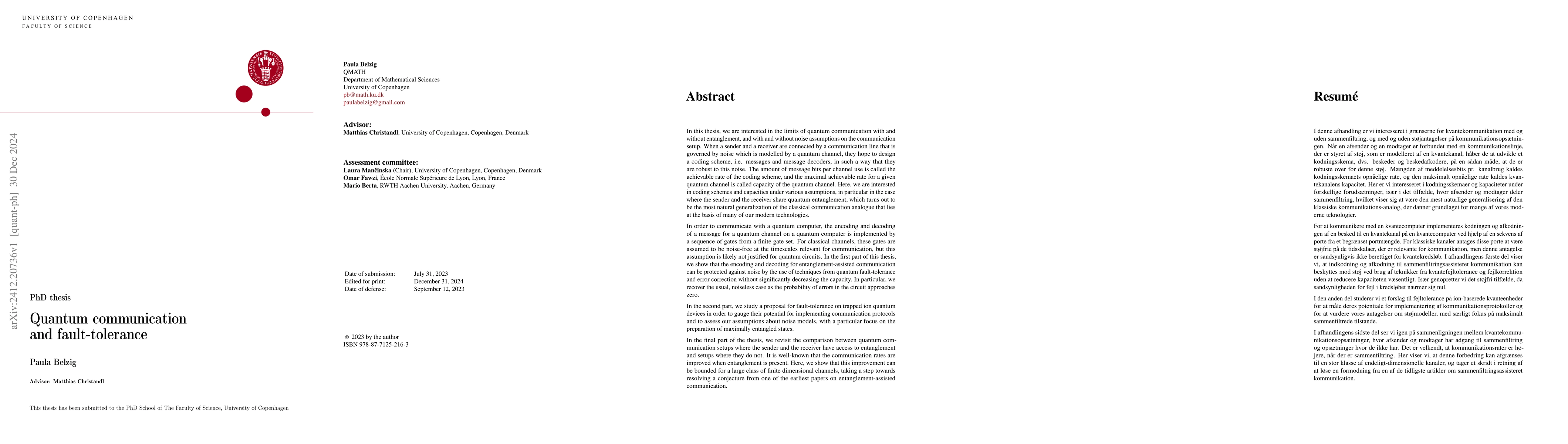 Thumbnail for Quantum communication and fault-tolerance