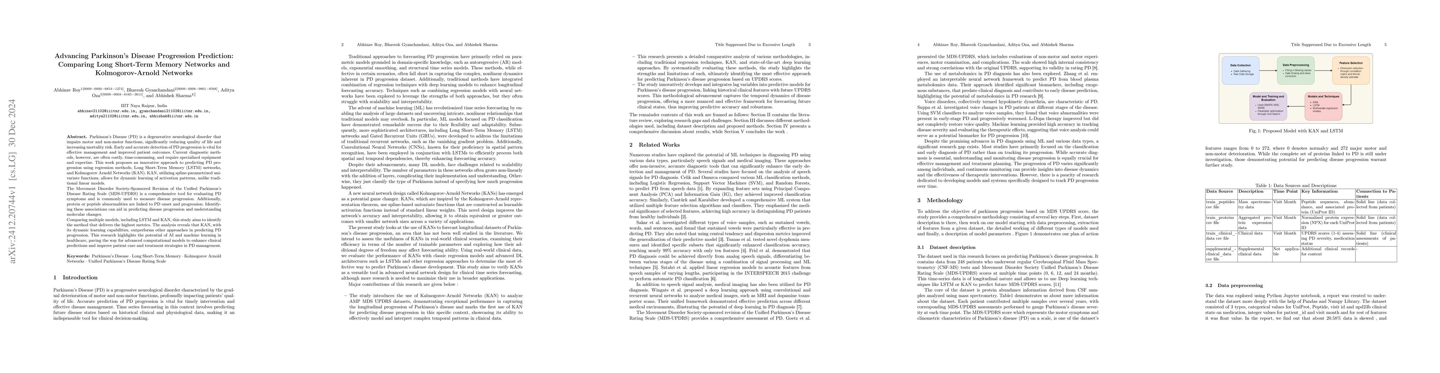 Thumbnail for Advancing Parkinson's Disease Progression Prediction: Comparing Long
  Short-Term Memory Networks and Kolmogorov-Arnold Networks