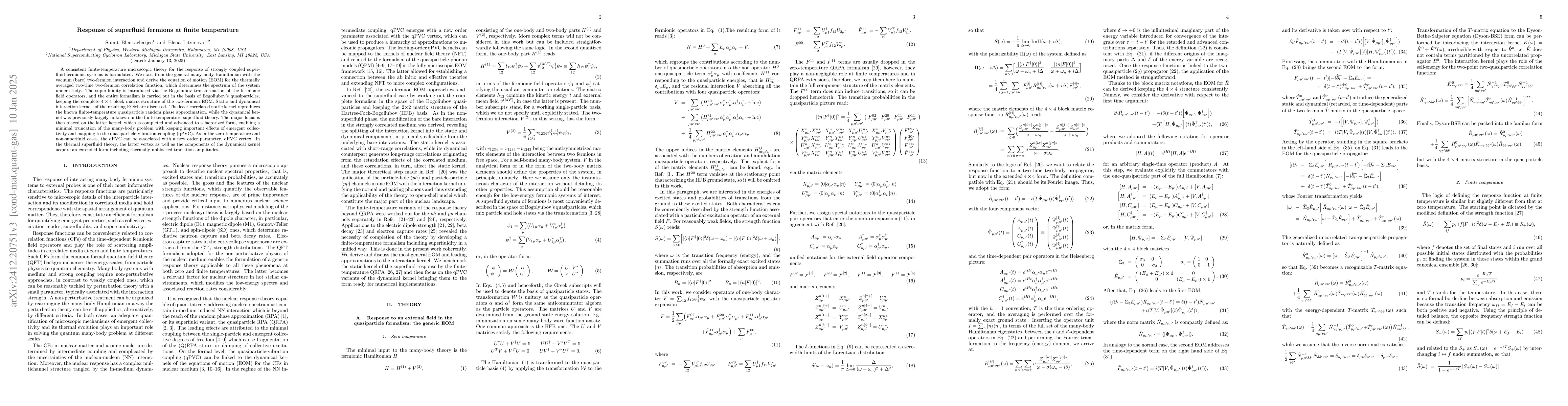 Thumbnail for Response of superfluid fermions at finite temperature