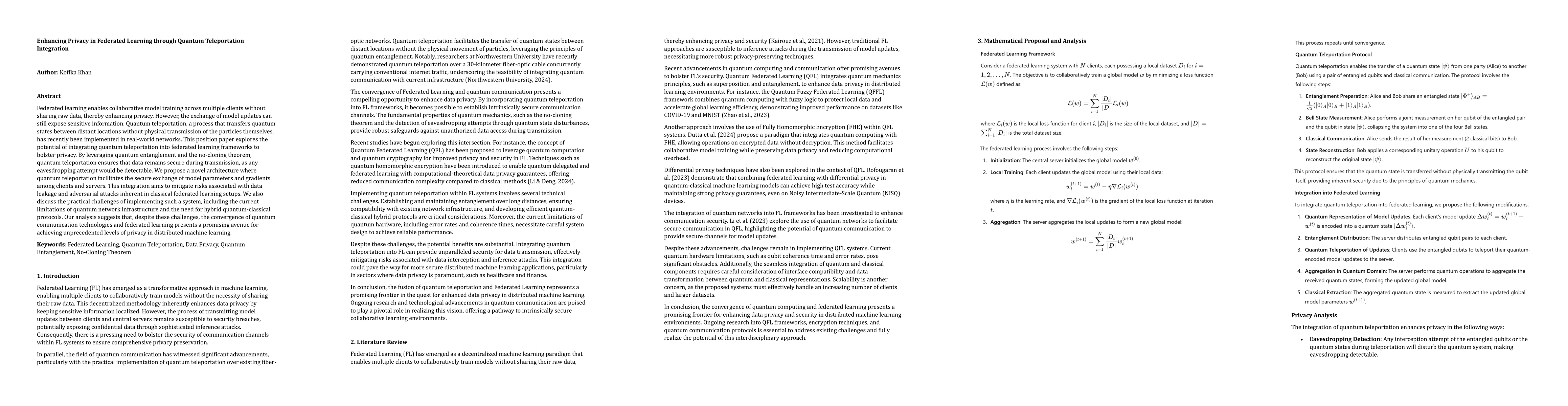 Thumbnail for Enhancing Privacy in Federated Learning through Quantum Teleportation
  Integration