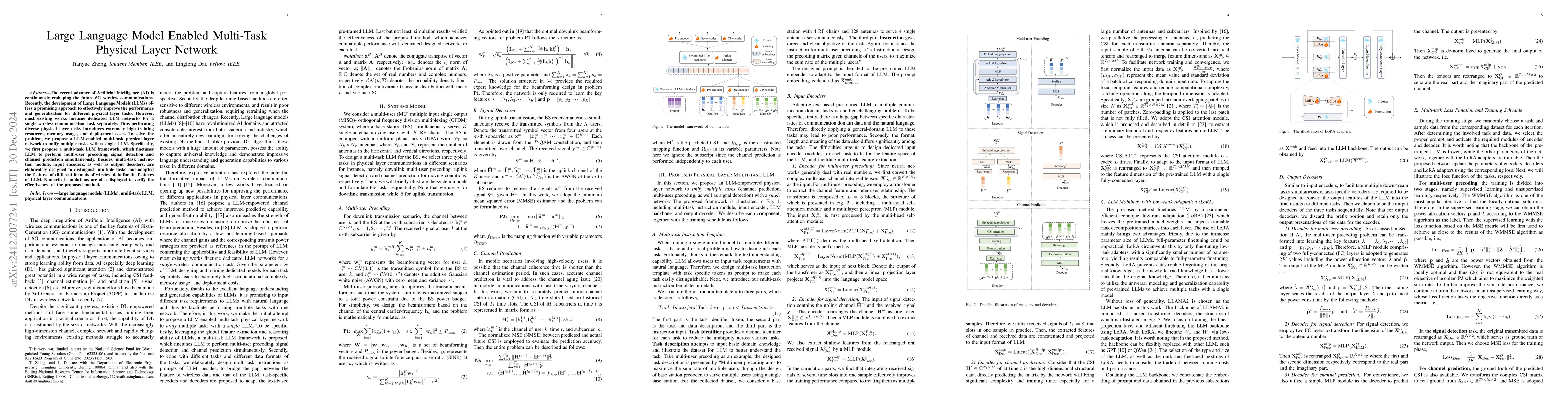 Thumbnail for Large Language Model Enabled Multi-Task Physical Layer Network