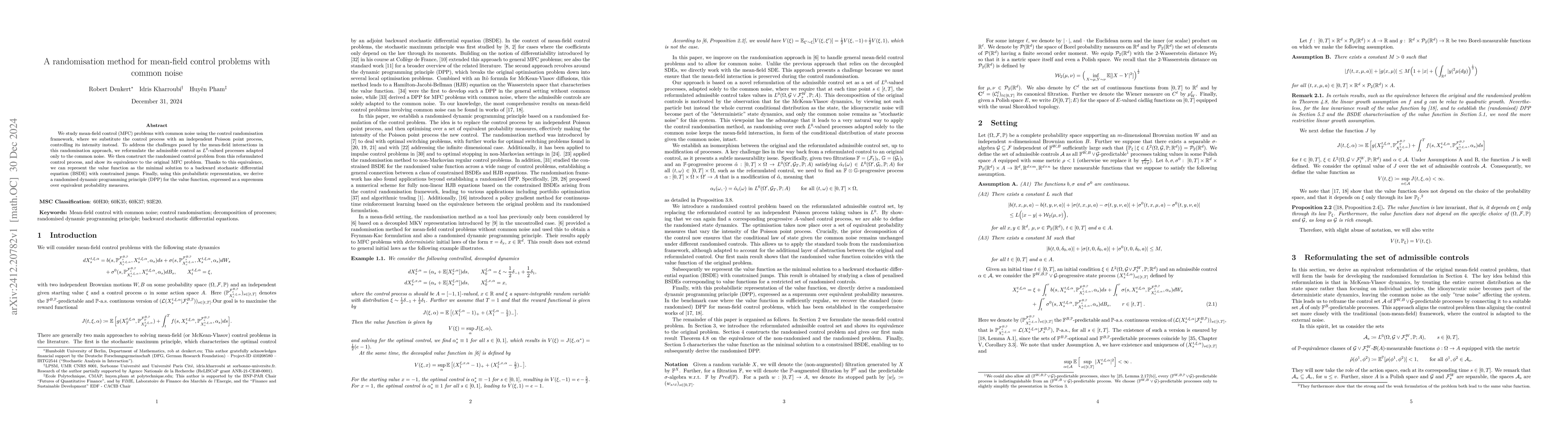 Thumbnail for A randomisation method for mean-field control problems with common noise