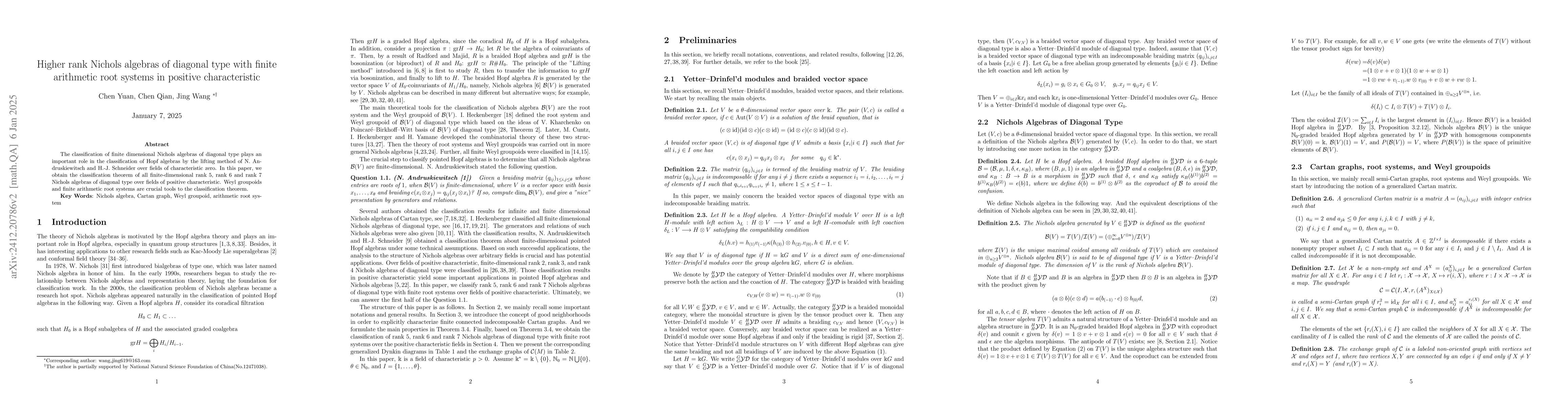 Thumbnail for Higher rank Nichols algebras of diagonal type with finite arithmetic
  root systems in positive characteristic