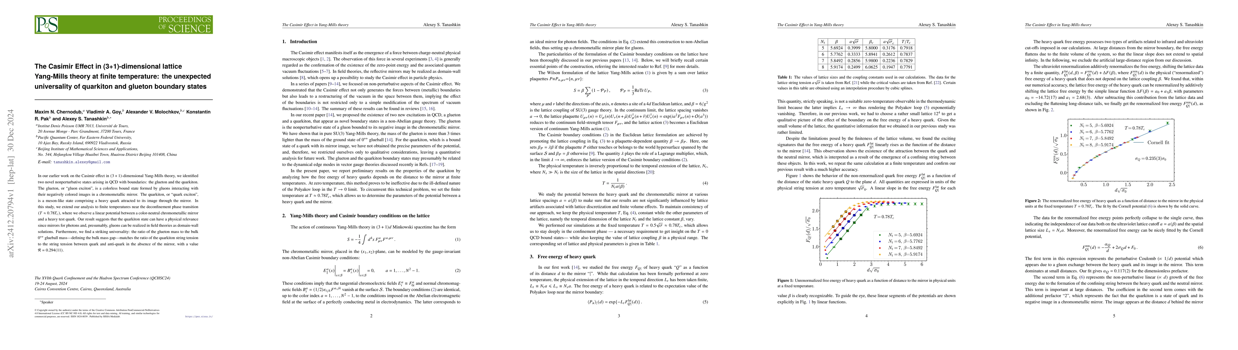 Thumbnail for The Casimir Effect in (3+1)-dimensional lattice Yang-Mills theory at
  finite temperature: the unexpected universality of quarkiton and glueton
  boundary states