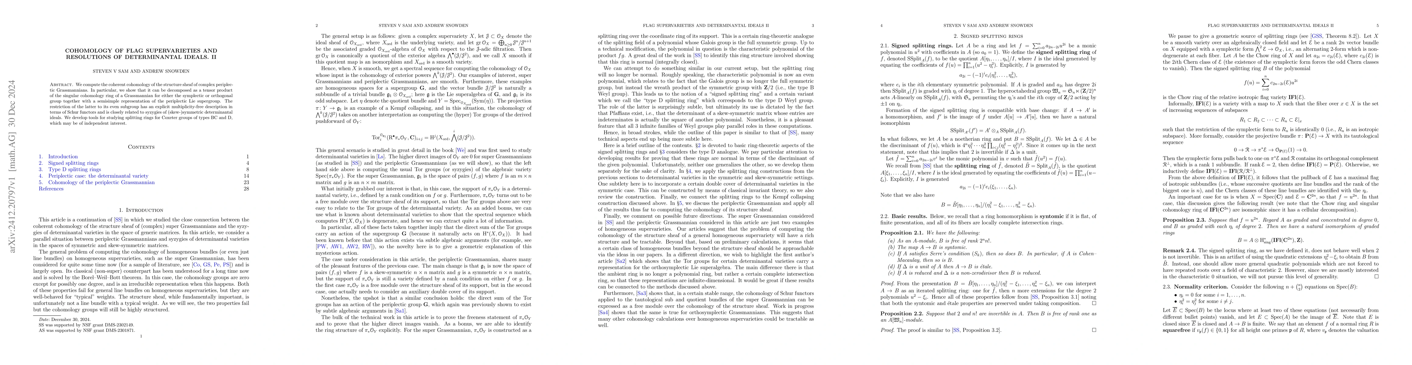 Thumbnail for Cohomology of flag supervarieties and resolutions of determinantal
  ideals. II