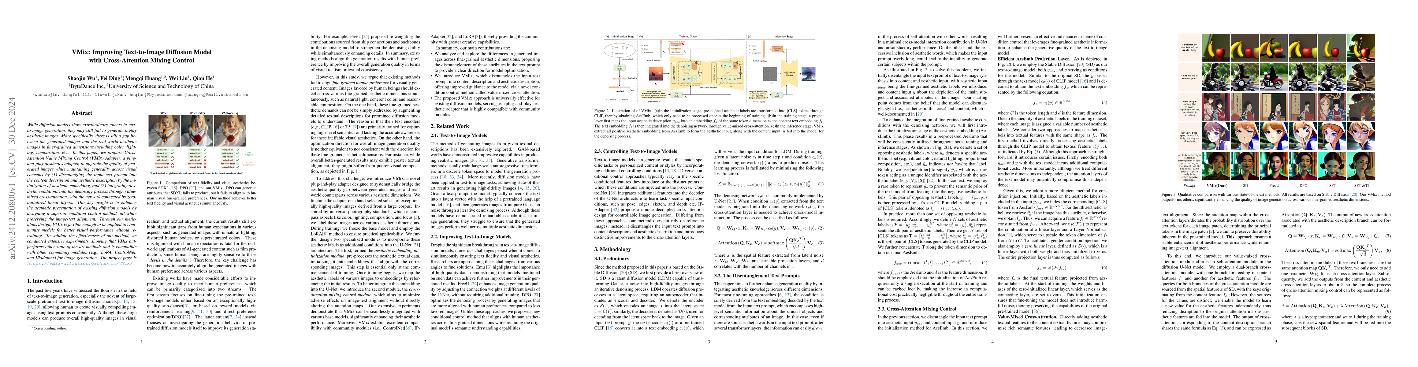 Thumbnail for VMix: Improving Text-to-Image Diffusion Model with Cross-Attention
  Mixing Control