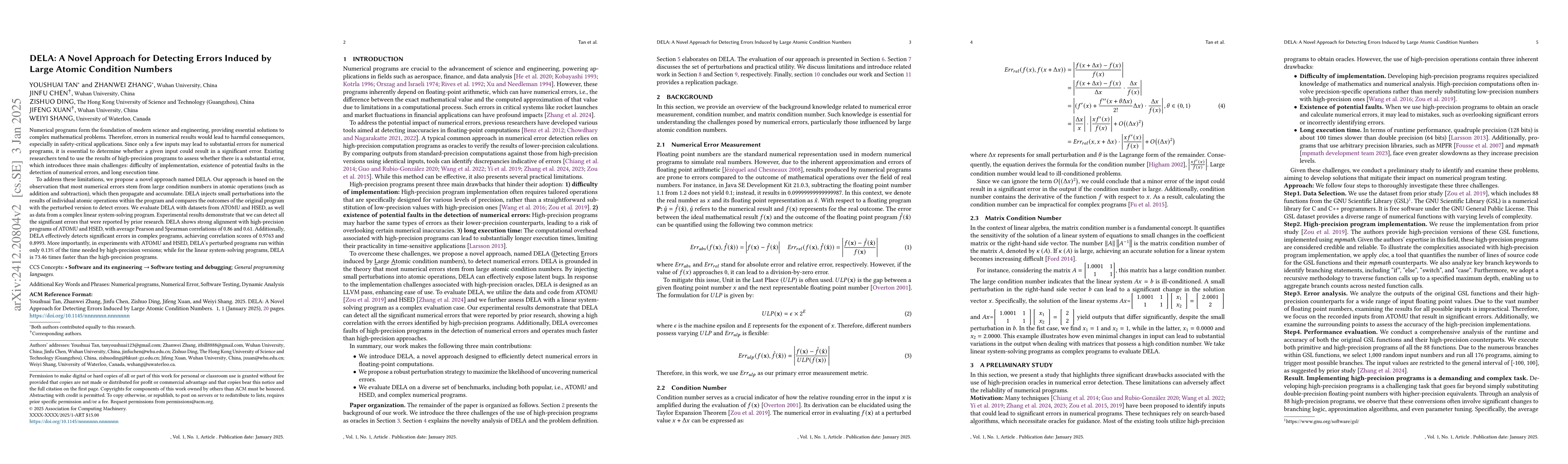 Thumbnail for DELA: A Novel Approach for Detecting Errors Induced by Large Atomic
  Condition Numbers
