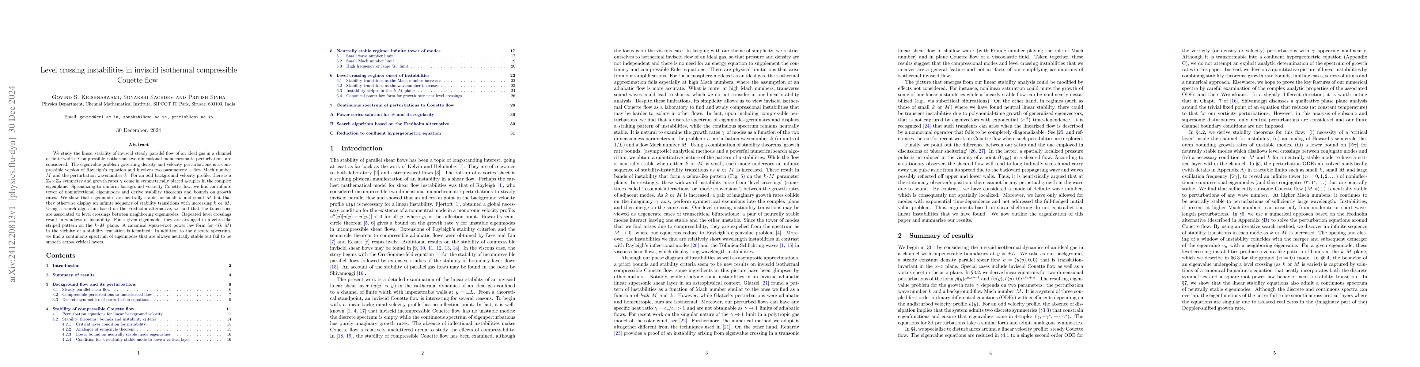Thumbnail for Level crossing instabilities in inviscid isothermal compressible Couette
  flow