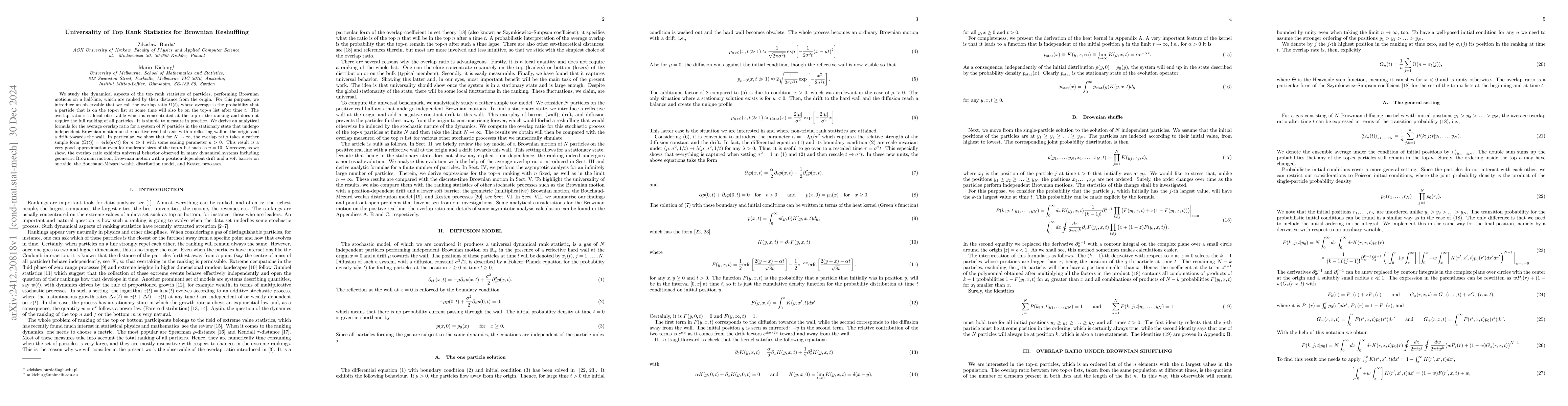Thumbnail for Universality of Top Rank Statistics for Brownian Reshuffling