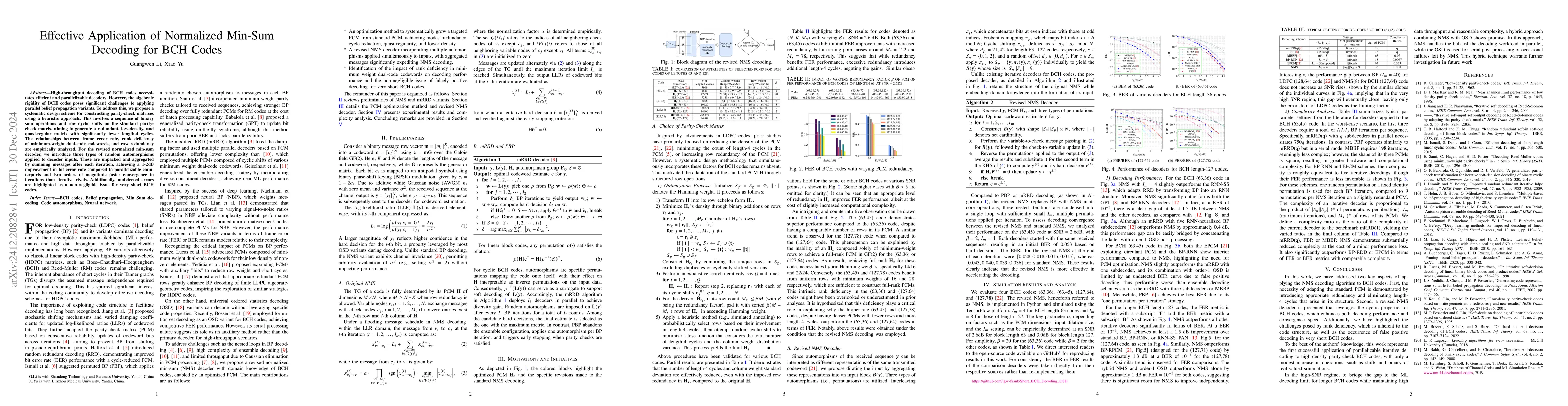 Thumbnail for Effective Application of Normalized Min-Sum Decoding for BCH Codes