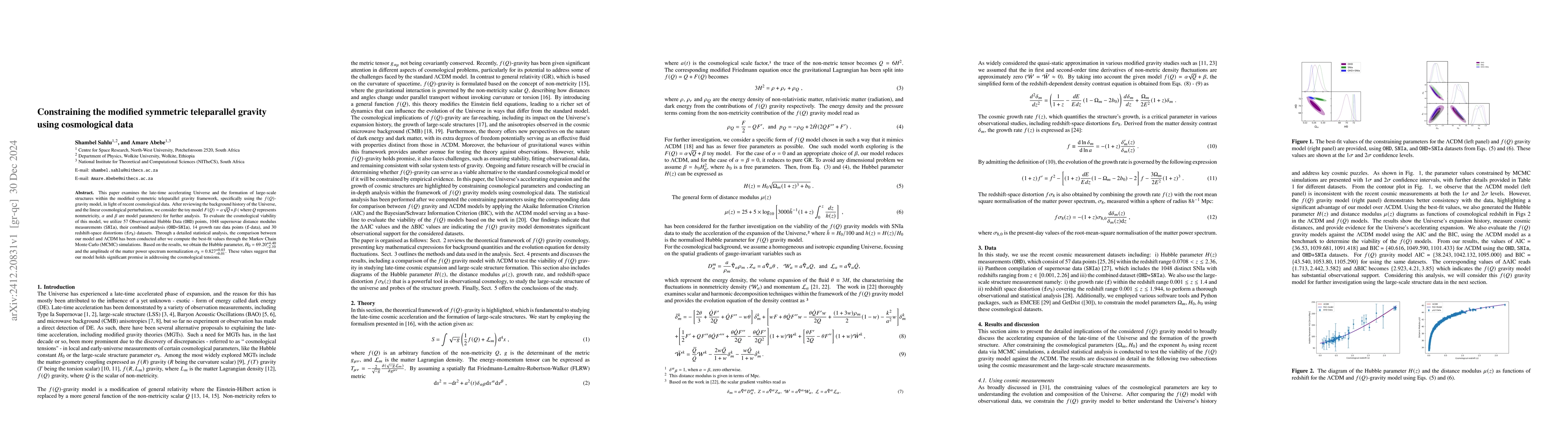 Thumbnail for Constraining the modified symmetric teleparallel gravity using
  cosmological data