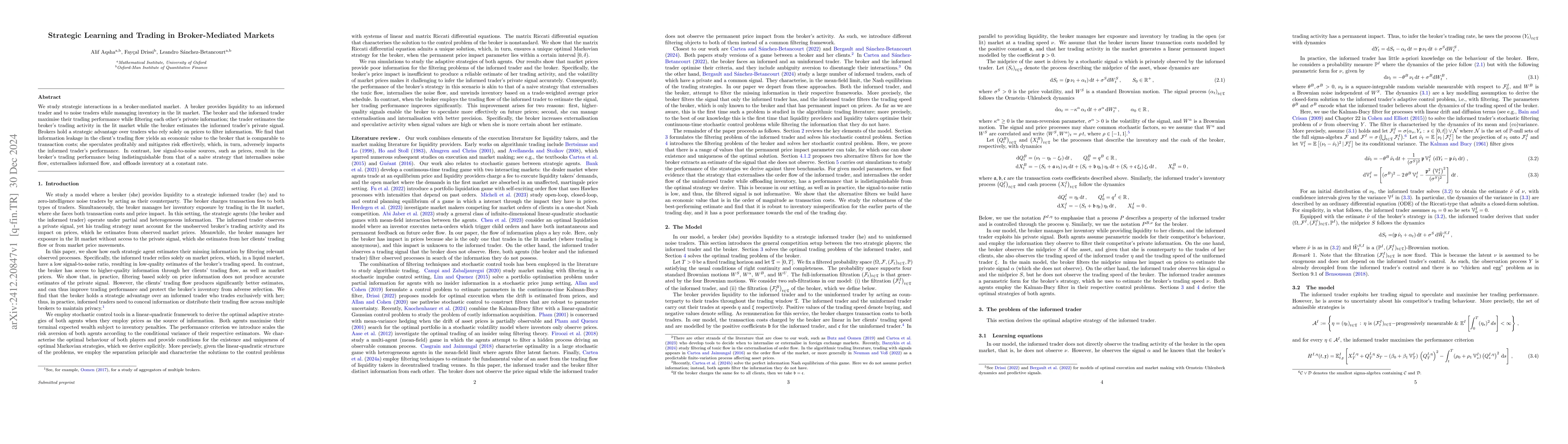 Thumbnail for Strategic Learning and Trading in Broker-Mediated Markets