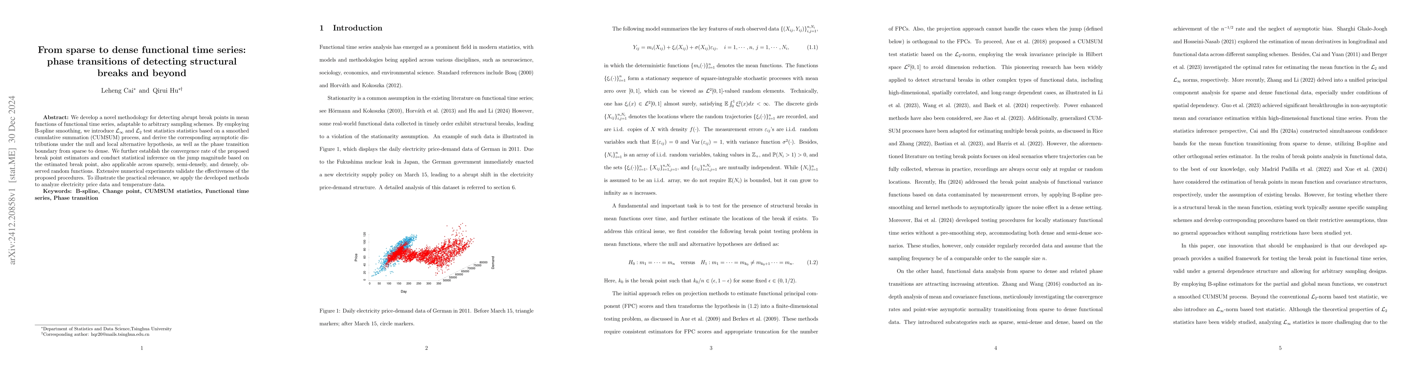 Thumbnail for From sparse to dense functional time series: phase transitions of
  detecting structural breaks and beyond