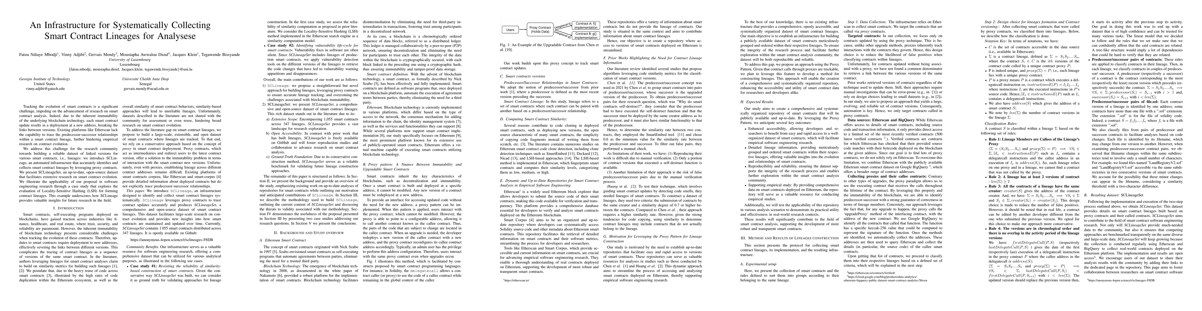 Thumbnail for An Infrastructure for Systematically Collecting Smart Contract Lineages
  for Analyses