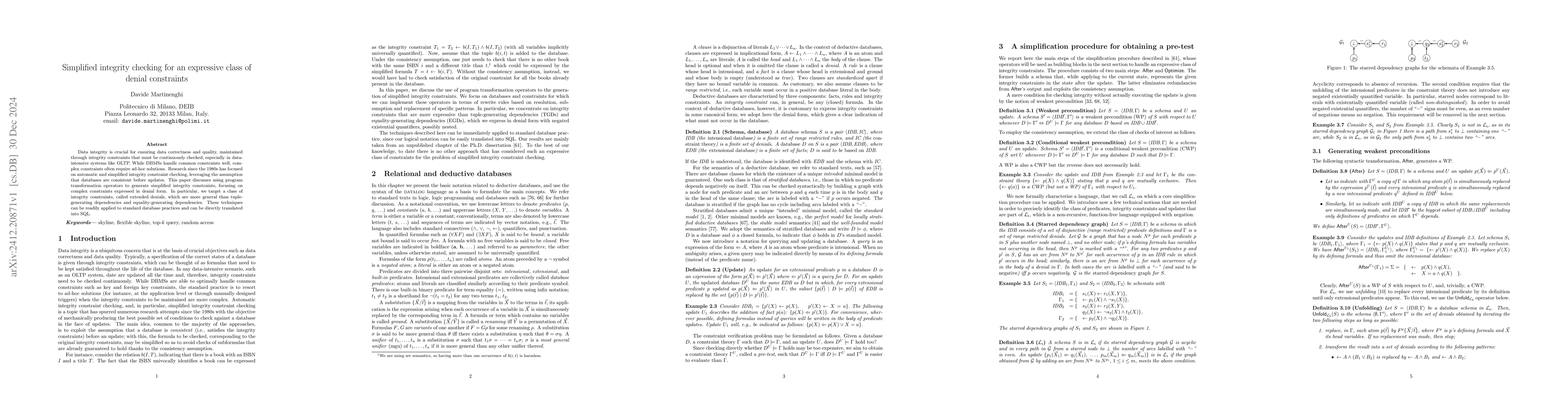 Thumbnail for Simplified integrity checking for an expressive class of denial
  constraints