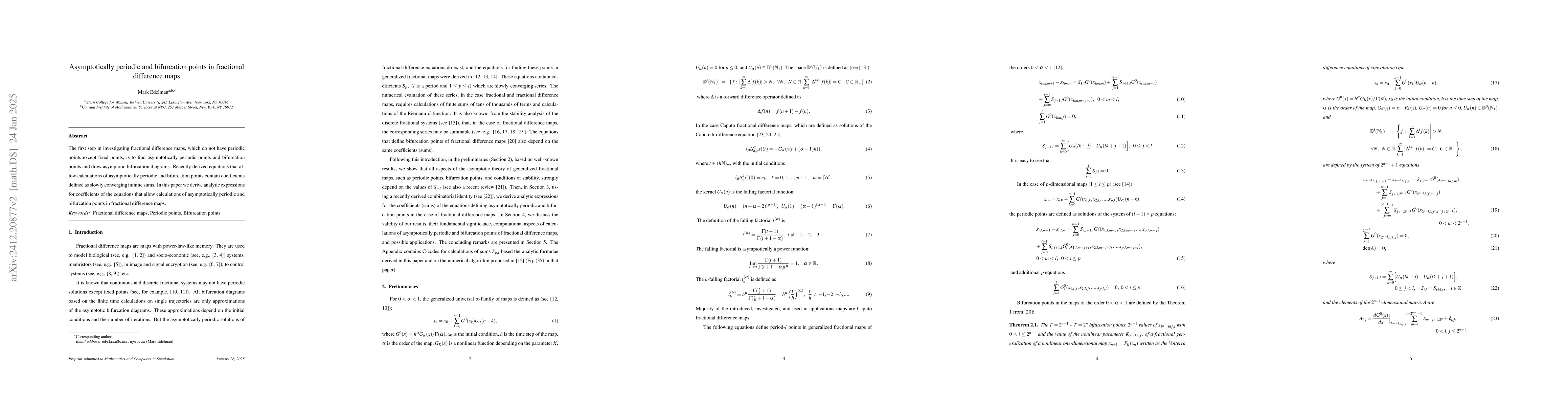 Thumbnail for Asymptotically periodic and bifurcation points in fractional difference
  maps