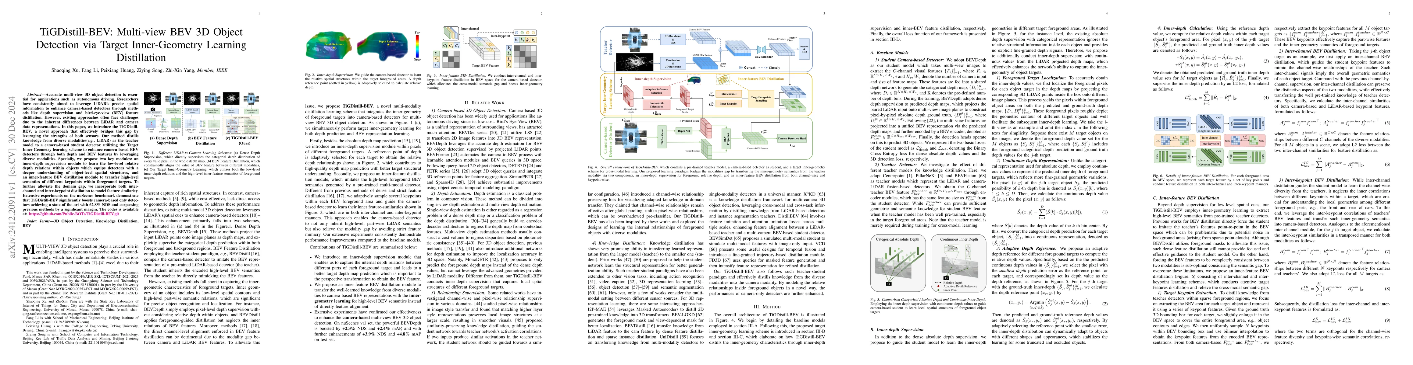 Thumbnail for TiGDistill-BEV: Multi-view BEV 3D Object Detection via Target
  Inner-Geometry Learning Distillation