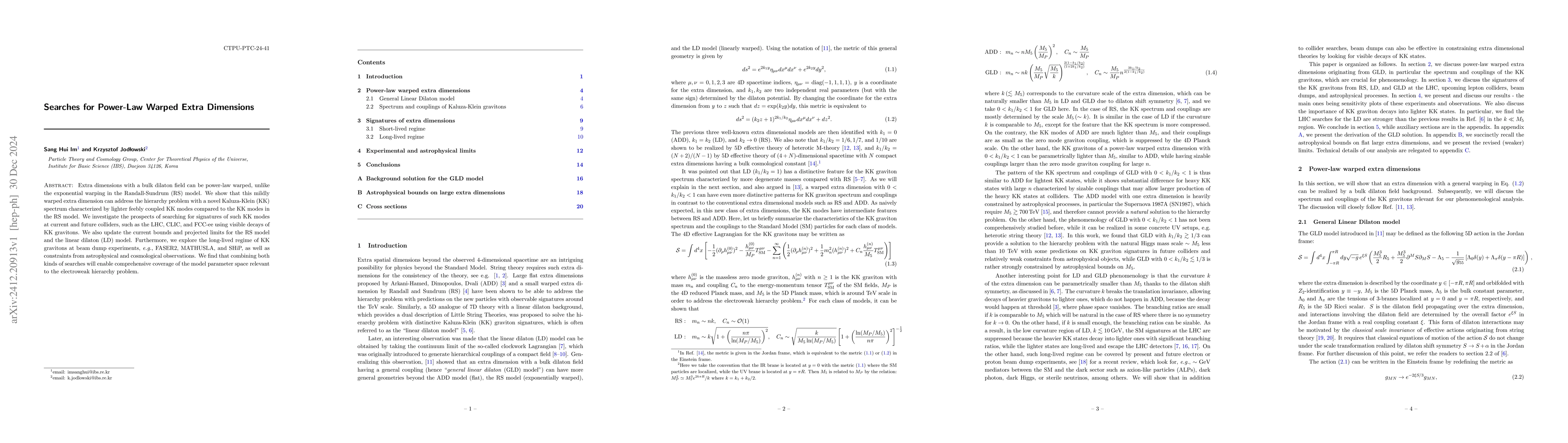 Thumbnail for Searches for Power-Law Warped Extra Dimensions