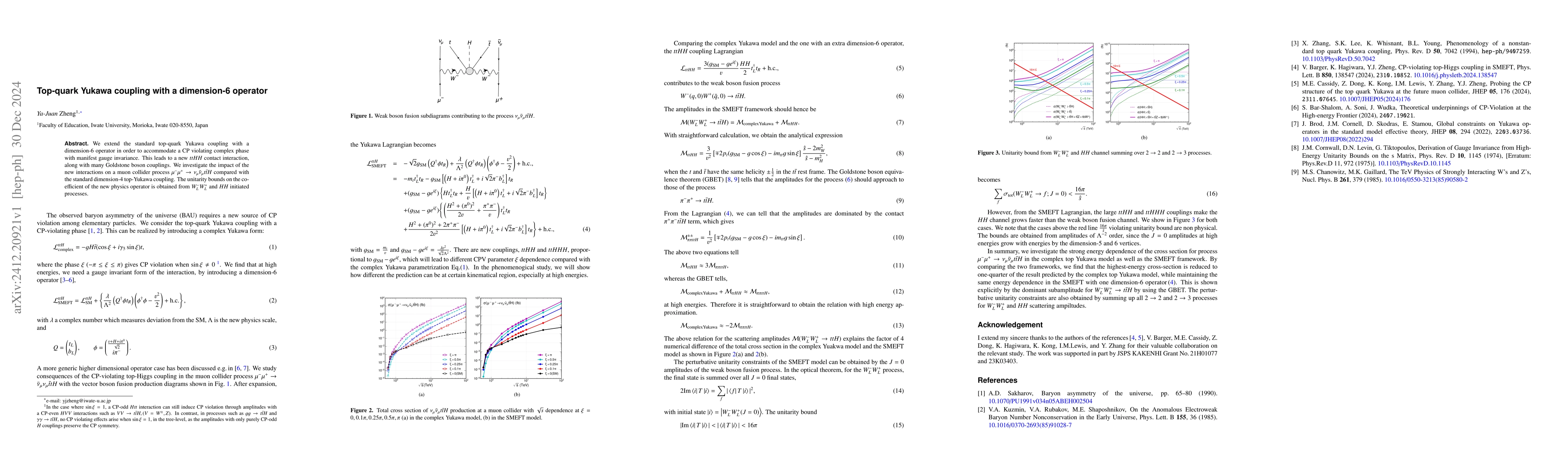 Thumbnail for Top-quark Yukawa coupling with a dimension-6 operator