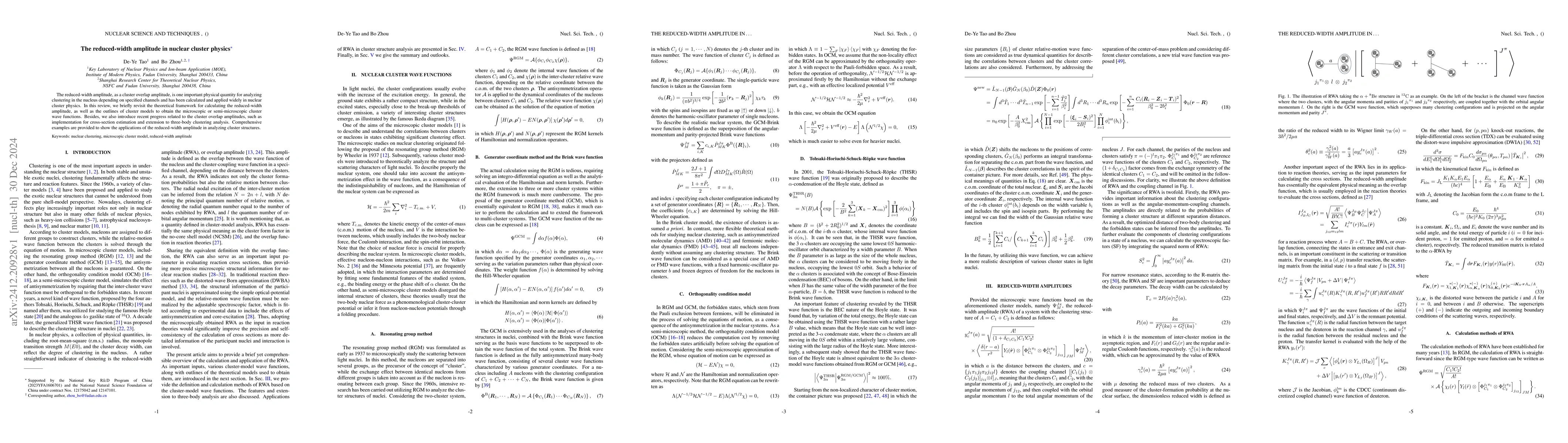 Thumbnail for The reduced-width amplitude in nuclear cluster physics