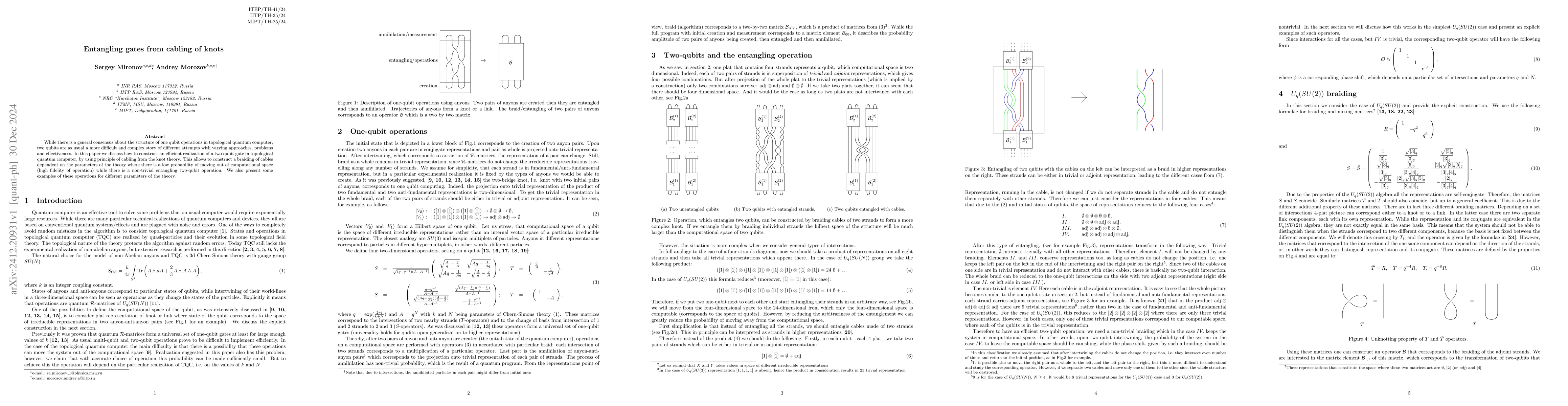 Thumbnail for Entangling gates from cabling of knots