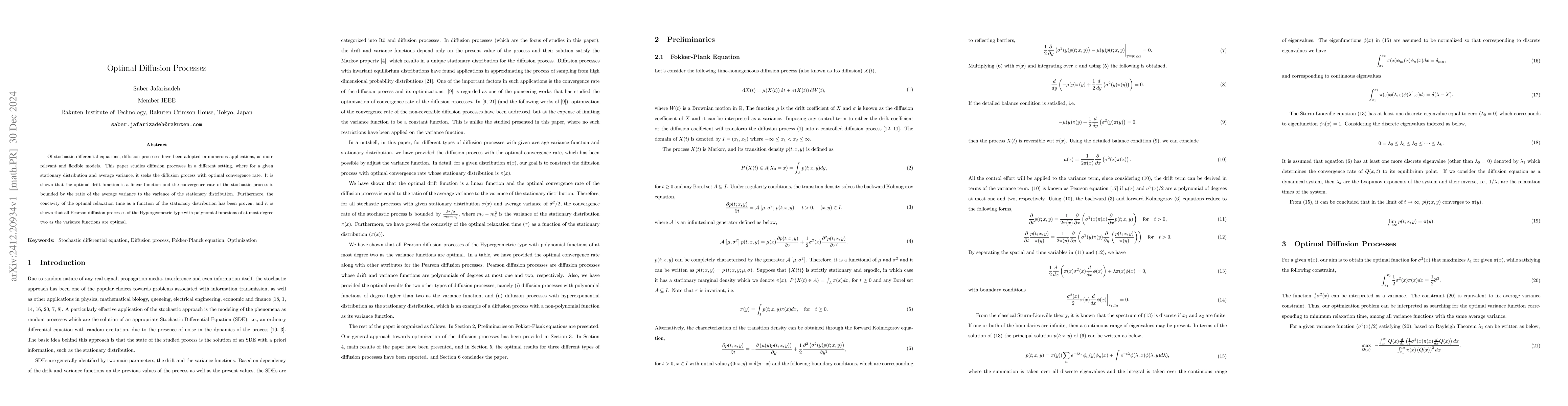 Thumbnail for Optimal Diffusion Processes