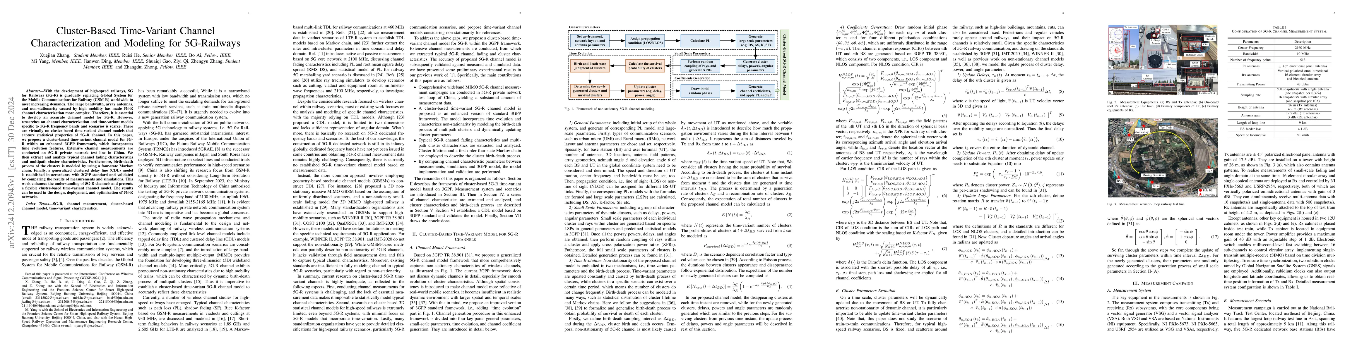 Thumbnail for Cluster-Based Time-Variant Channel Characterization and Modeling for
  5G-Railways