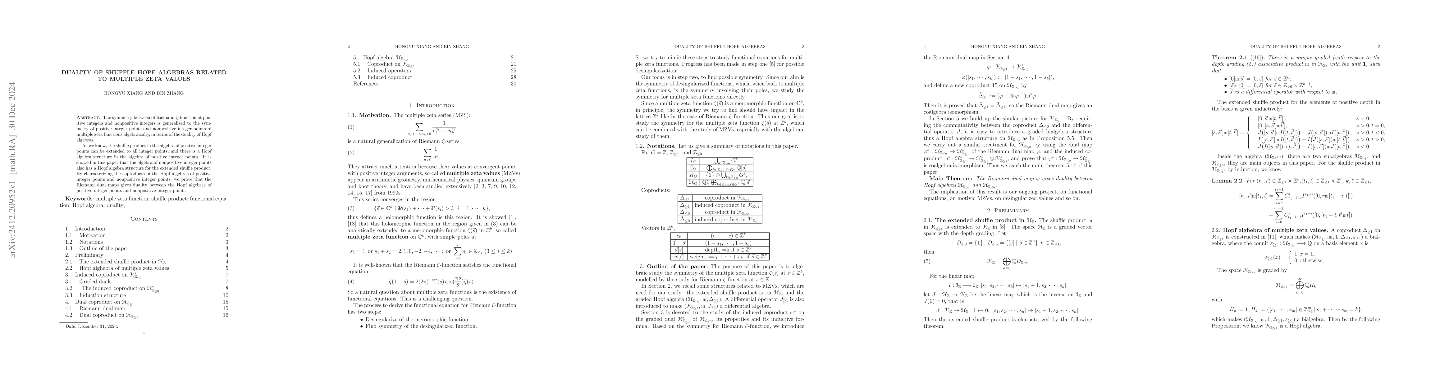 Thumbnail for Duality of Shuffle Hopf algebras related to Multiple zeta values