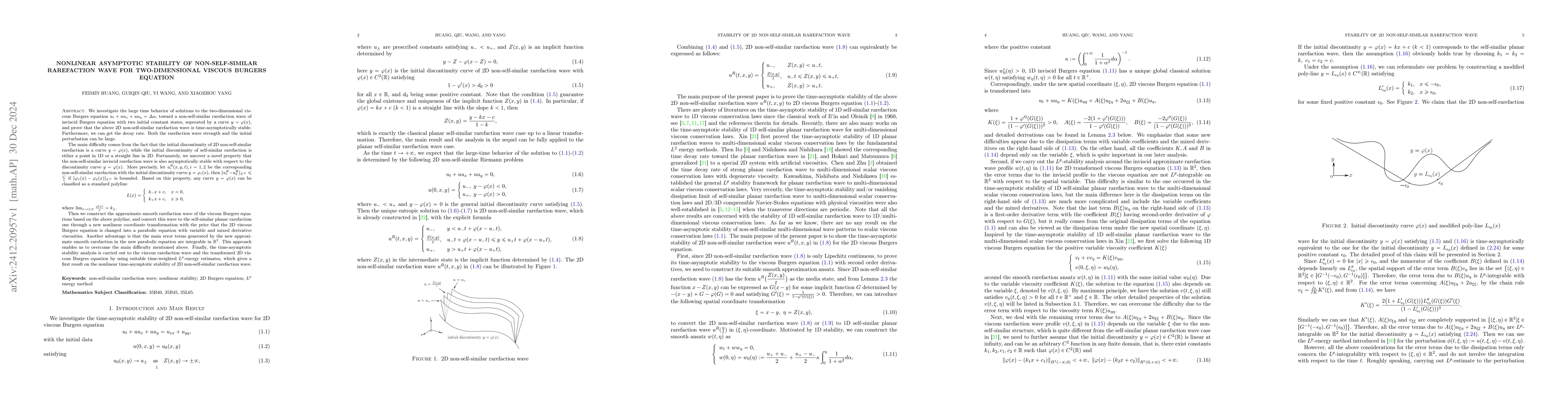 Thumbnail for Nonlinear asymptotic stability of non-self-similar rarefaction wave for
  two-dimensional viscous Burgers equation