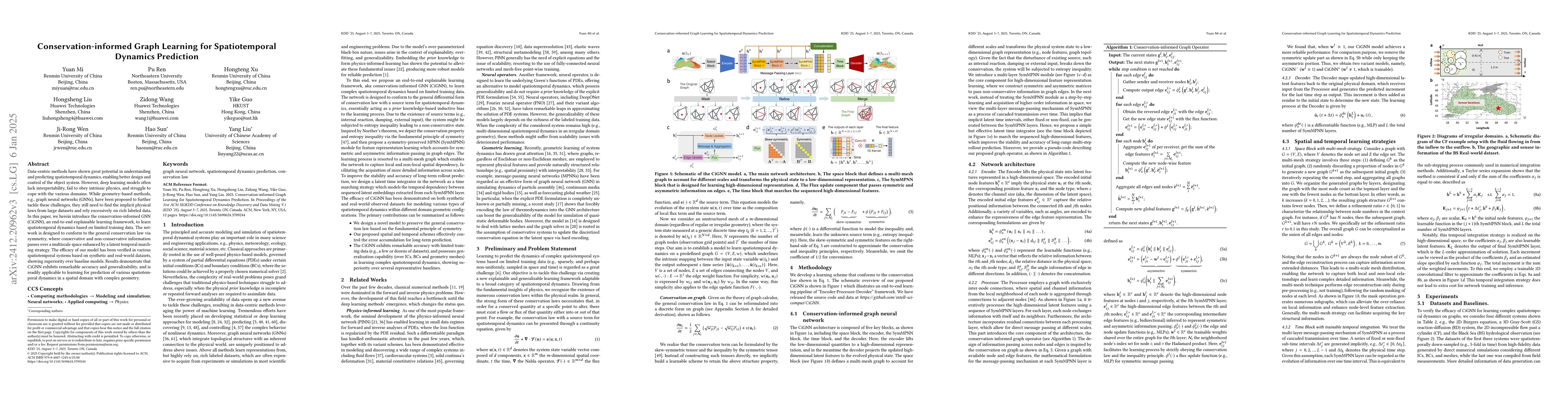 Thumbnail for Conservation-informed Graph Learning for Spatiotemporal Dynamics
  Prediction