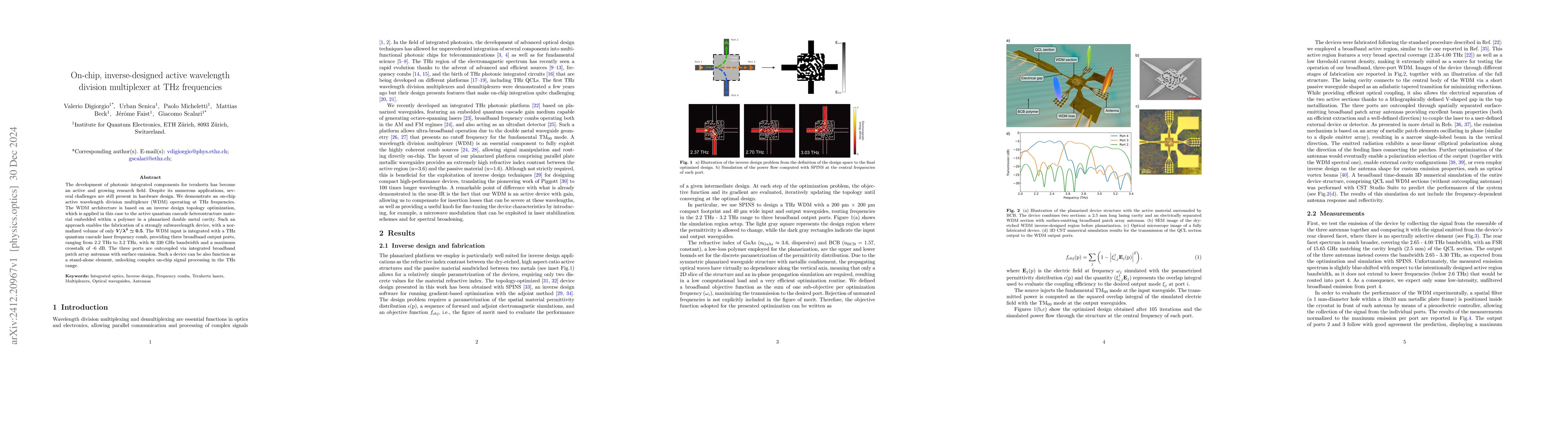 Thumbnail for On-chip, inverse-designed active wavelength division multiplexer at THz
  frequencies
