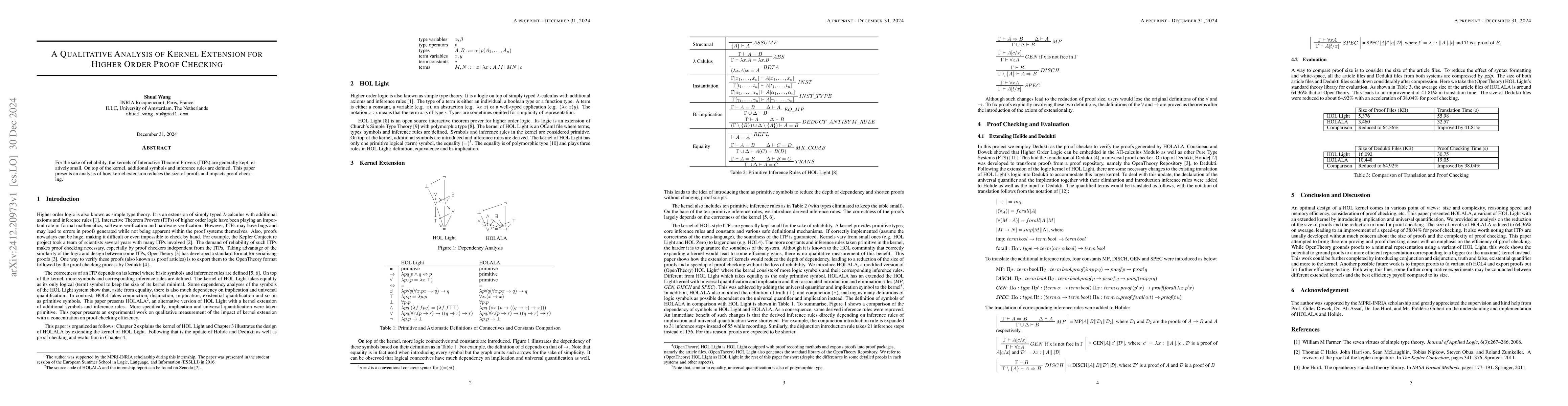 Thumbnail for A Qualitative Analysis of Kernel Extension for Higher Order Proof
  Checking