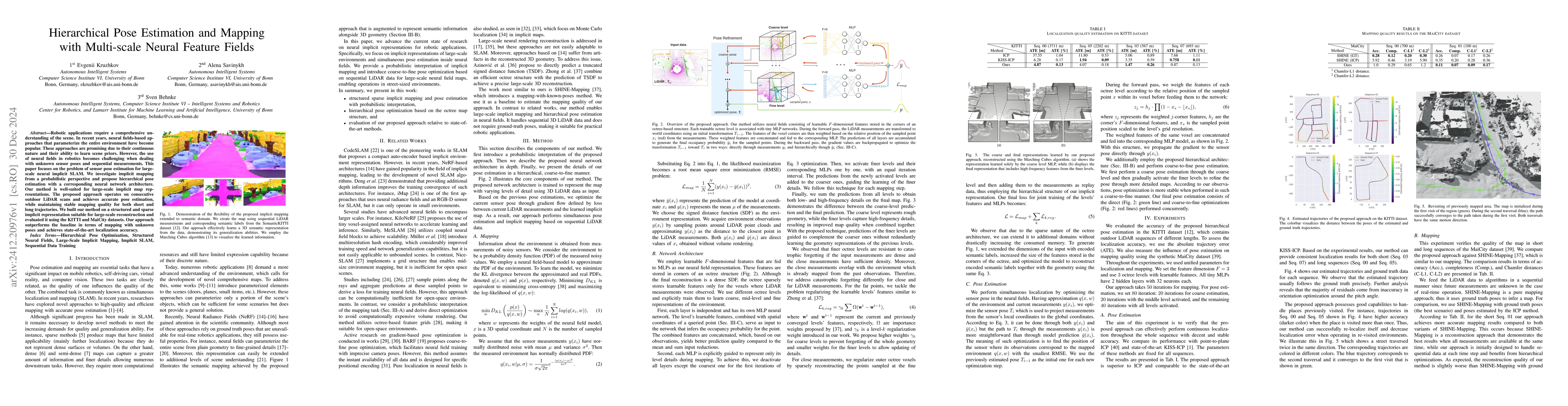 Thumbnail for Hierarchical Pose Estimation and Mapping with Multi-Scale Neural Feature
  Fields