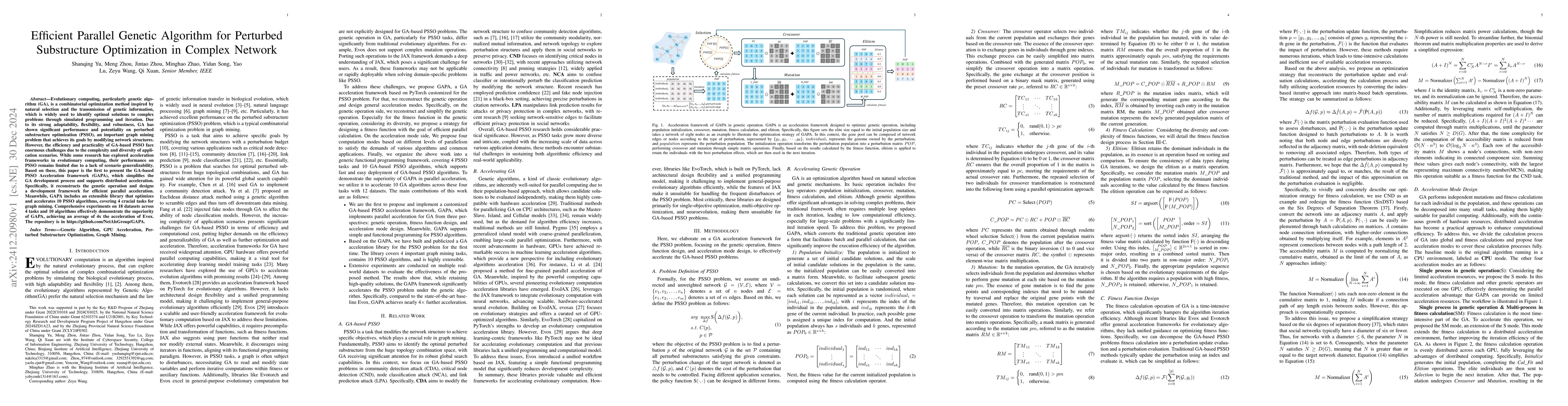 Thumbnail for Efficient Parallel Genetic Algorithm for Perturbed Substructure
  Optimization in Complex Network