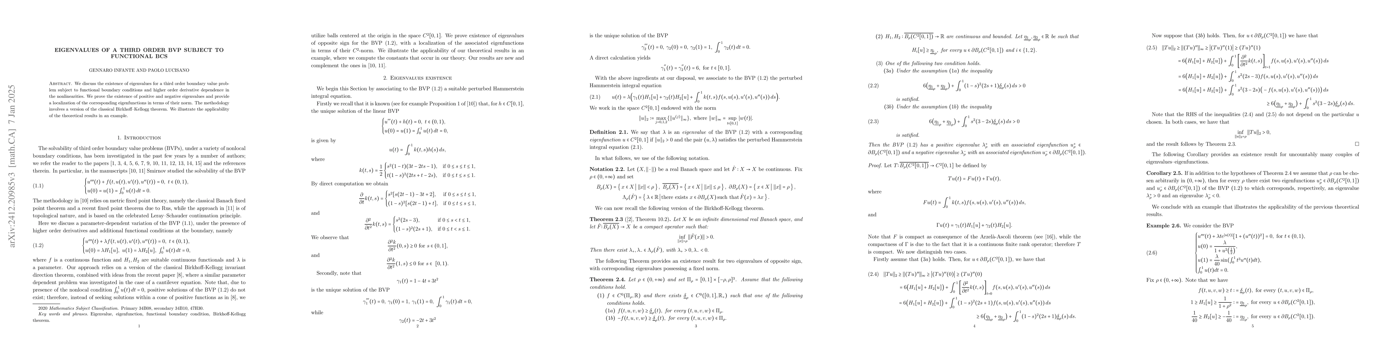 Thumbnail for Eigenvalues of a third order BVP subject to functional BCs